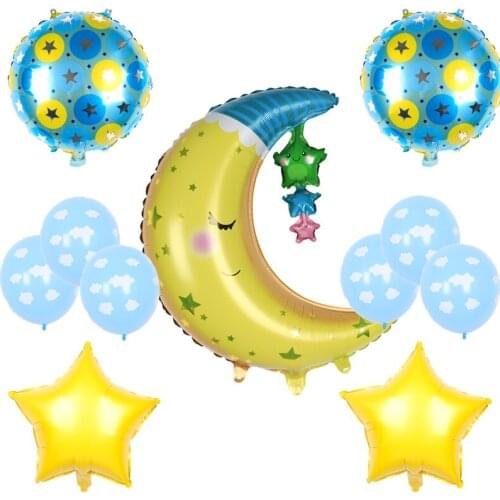 Cartoon Moon Aluminum Foil Balloons 18-inch Star Helium Ball Childrens Birthday Party Decorations Kids Toys Baby Shower Globos