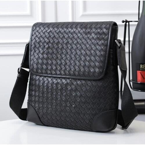 2021 New Genuine Leather Cowhide Woven Shoulder Bag Fashion Men High Quality Luxury Casual Adjustment Designer Handbag Crossbody