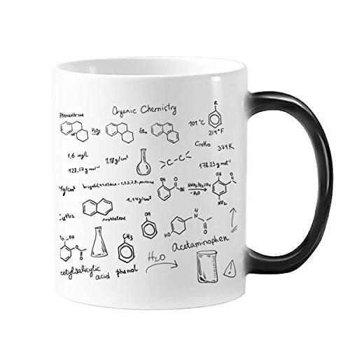 Organic Chemistry Experimental Molecular Illustration Heat Sensitive Changing Color Mug Gift Milke With Handles 12 oz