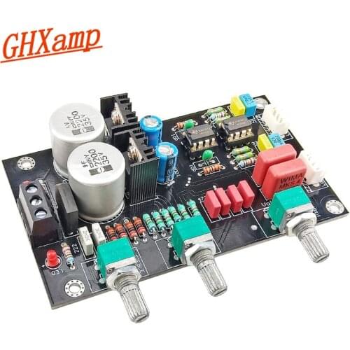 1pc GHXAMP Hifi 2.0 Preamplifier Board NE5532P Op Amp Preamp Tuning Board Upgrade Treble Mid Bass Audio Sound Quality