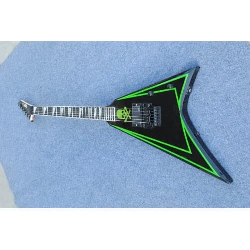 Custom shop Alexi Laiho electric guitar green edges cobhc V shape guitar free shipping skull top KSG kevin shi guitars