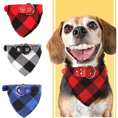 Popular Plaid Dog Bandanas Collar Cat Triangular Neck Scarf Puppy Neckerchief Pet Collar Accessories for Small Medium Large Dogs