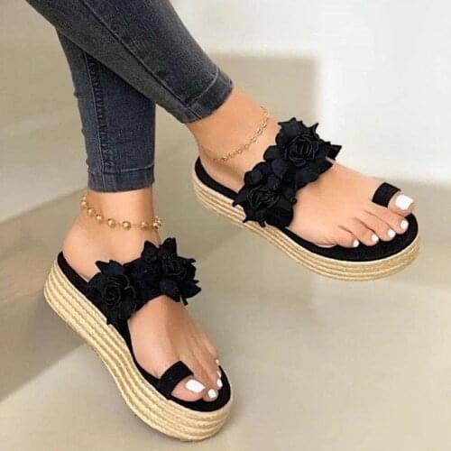 Ladies Sandals Open Toe Wedges Shoes For Women 2020 Summer Girl Flower Fashion Casual Daily Comfortable Female Platform Sandals
