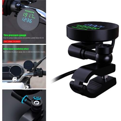 Tire Pressure Gauge Monitoring System 2 Sensors LCD Screen with Display for Motorcycle Motorbike