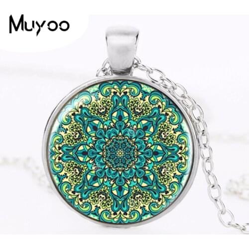 Steampunk henna yoga India jewelry bloom mandala Pendant Necklace vintage chain om symbol buddhism bijoux HZ1