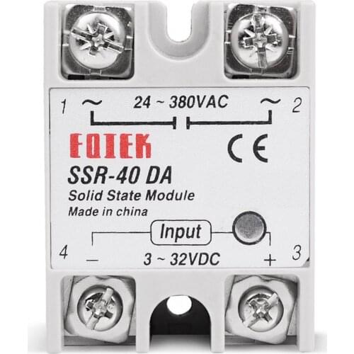 Solid State Relay DC-AC 10A 25A 40A 60A 80A 100A 12V 3-32V DC TO 220V 24-380V AC Load Single Phase SSR for Temperature Control