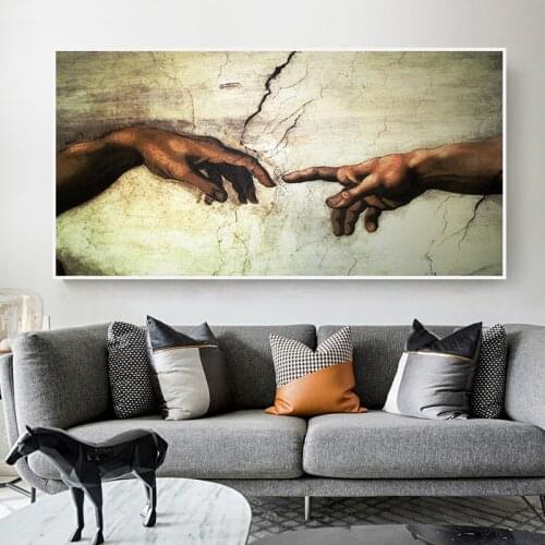 The Creation Of Adam by Michelangelo Famous Art Canvas Paintings On the Wall Art Posters And Prints Hand to Hand Art Pictures