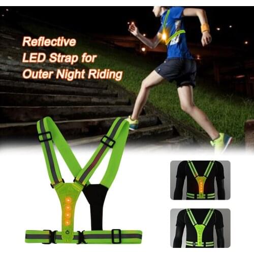 Outdoor night running 4 LED luminous vest outdoor riding luminous vest 3 modes reflective strap Unisex