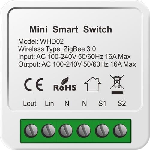16A MINI Zigbee Smart Switch Moudule,Smart Home Wireless Light Switch,Tuya App Timer Support Google Home Alexa