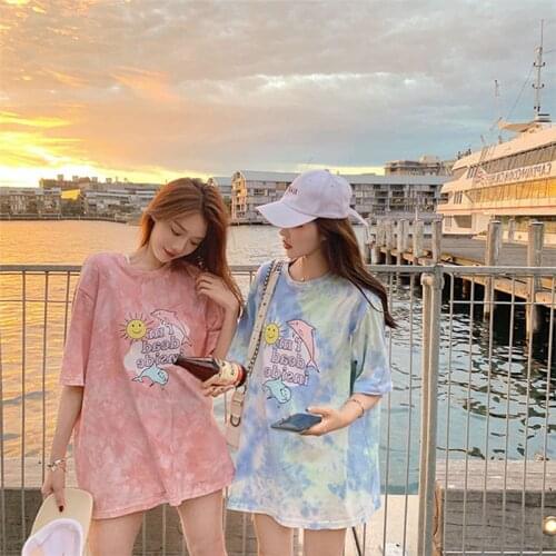 2021 Womens Clothing Wholesale Girlfriends Summer Cartoon Short-sleeved T-shirt Women Loose Top Clothes Graphic Tee Fashion