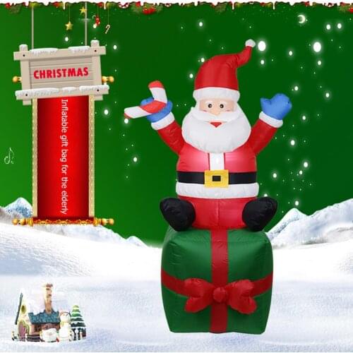 1.8m Inflatable Santa Claus Model Doll Christmas Suit Decoration Yard Prop for Xmas New Year Holiday Party Decor Ornament