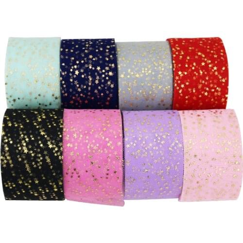 10 yards/roll) 6cm Ribbon DIY star yarn hot gold mesh jacquard material small star lace