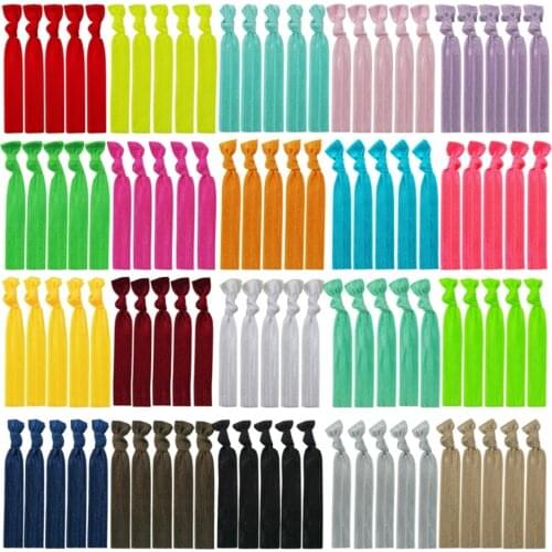100 Pcs/lot Candy Color FOE No crease Hair Ties Women Ponytail Holders Ribbon Elastic Bands PD050