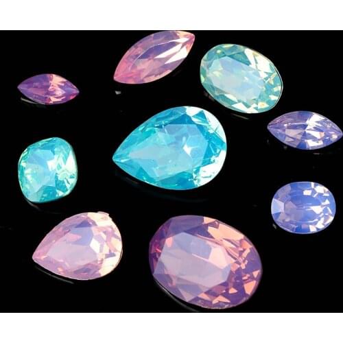 12pcs/lot Waterdrop Navette Oval green/Blue/violet/Fuchsia Opal Resin Stone For Diy Apparel Jewelry Making/Nail Arts Decorations
