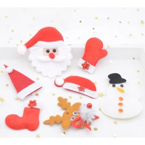15Pcs/lot Santa Claus Snowman Hat Gloves Socks Elk Appliques for DIY Crafts Headwear Christmas Tree Pendant Decor Patches L20