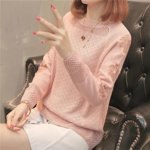 2020 Korean Fashion Women Sweaters And Pullovers Sueter Mujer Long Sleeve Lace Patchwork Solid Slim Sexy Elastic Women Tops