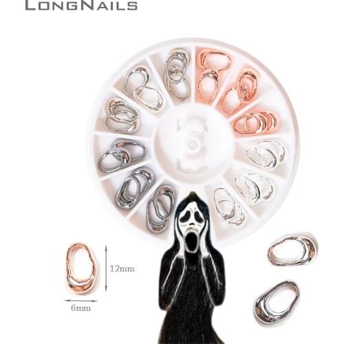 12grids*2pcs Shout Mouth Alloy Rim 6*10mm Hollow Silver Metal Frame Multifacted Charms Silver Irregular Nail Arts Oval Alloy 169