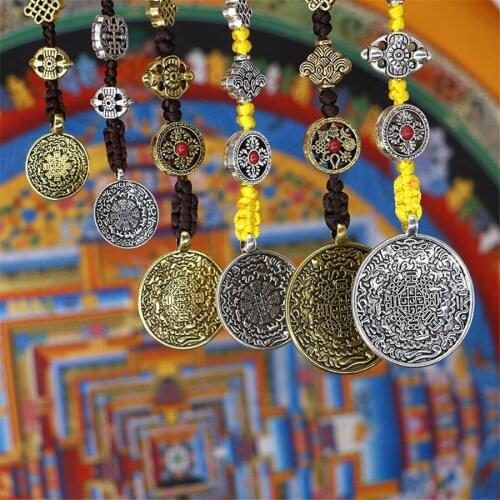 4pcs/lot Tibetan Buddhist Instruments Wholesale Tantric Lotus Master Jiugong Bagua Tag Tibetan Amulets Alloy Tibetan Car Pendant