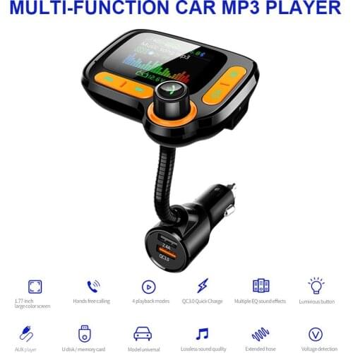 Car MP3 Music Player Bluetooth 5.0 receiver Dual USB Charging Ports QC 3.0 Hands-Free Car Charger Radio Receiver Free Shipping