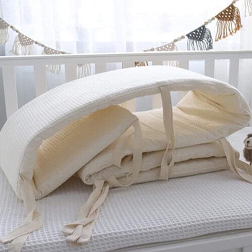 Baby Bed Bumper 1Pc Waffle Gauze Cotton Removable Washable Infant Cot Surrounded Baby Crib Protector Newborn Bedding Sets