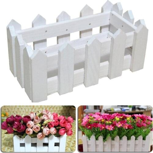 White Brief Modern Wooden Fence Flower Pot Hanging Garden Basket Planter Plant Container Home Decor With Foamed Plastic