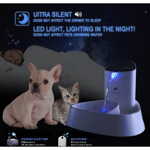 1.8L Automatic Cat Water Fountain LED Mute Cats Pets Water Dispenser Electric Drinking Bowl Activated Carbon Filter