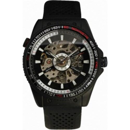 Winner Top Brand Men Automatic Mechanical Male Wrist Watches For Man Silicone Strap Skeleton Dial Luminous Hands & Index Clock