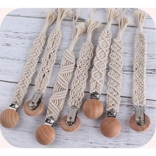Baby Teething Soother Clip Crochet Pacifier Chain Cotton Woven DIY Dummy Nipple Holder Leash Strap Shower Gifts