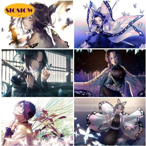 Diy Diamond Embroidery Shinobu Demon Slayer Daimond Painting Japan Anime Full Square Cross Stitch Pictures Wall Mosaic Paintings