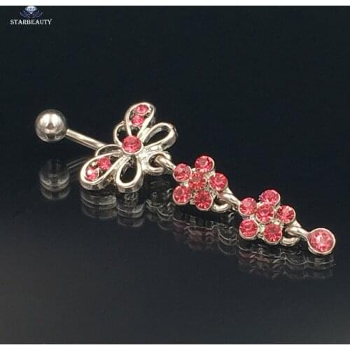 Elegant Butterfly Zircon Jeweled Style Belly Button Ring Body Piercing Jewelry Navel Piercing 316L Stainless steel free shipping