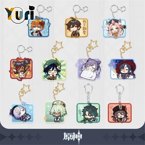 Genshin Impact Original Tartagli Zhong Li Xiao Venti Hutao Diluc Figure Doll Acrylic Pendant Toy Keychain Strap Cosplay C YS