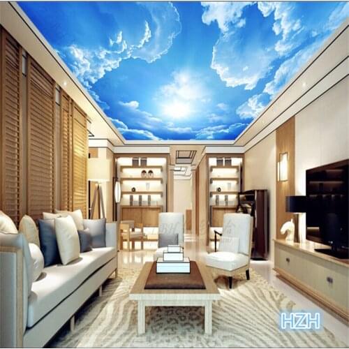 Beibehang photo wallpaper clouds sky blue and white wall paper interior ceiling Top lobby conference wall mural wallpaper-3d