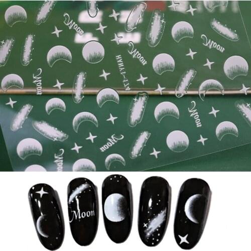 HNUIX 1 Sheet Lotus Nail Sticker White Transparent 3D Flower Nail Art Stickers Nail Stickers Nail Decals
