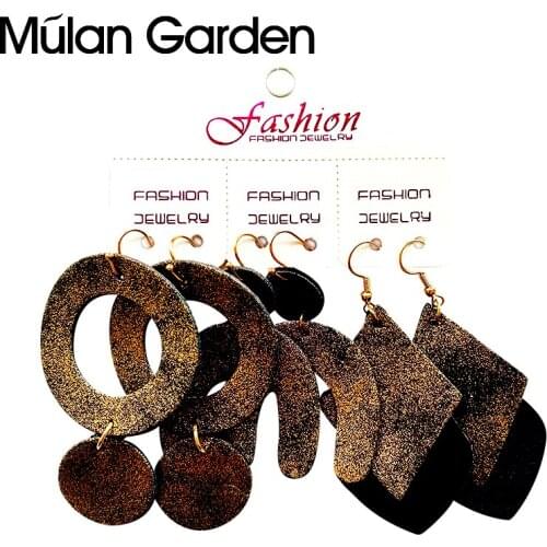 M&G Leoprad Leather Earrings for Women Hollow Circle Star Cow Geometric Golden Sets Earrings Christmas Gift Hot Sale Jewelry New