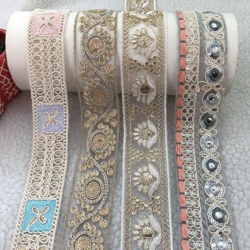 10 Y Spot Mesh Sequin Embroidery Lace Gold Thread Car Bone Lace Ribbon Curtain Wedding Lace Clothing Accessories