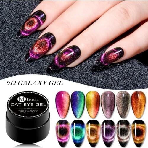 Mtssii 9D Chameleon Cat Eye Nail Gel Magnetic Soak Off UV Gel 5ml Nail Polish Shining Gel Lacquers Black Base Need