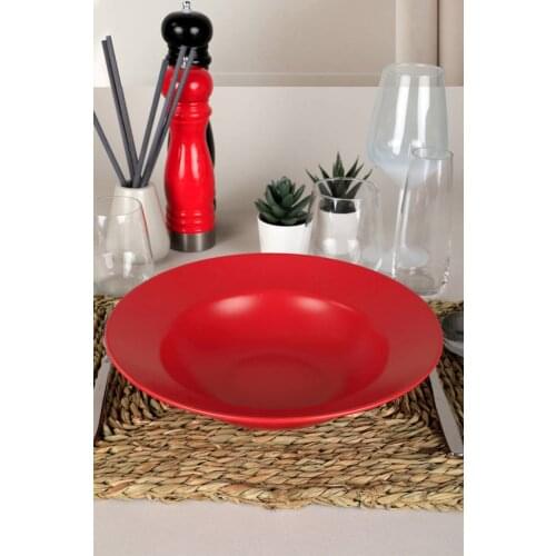 Matt Red Delta Pasta Plate 26 Cm 4 pieces mailed