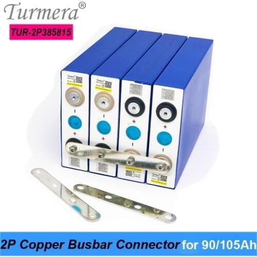 Turmera Copper BusBars Connector for 3.2V 90Ah 105Ah Lifepo4 Battery 2P 4 Screw Hole Assemble for Uninterrupted Power Supply 12V