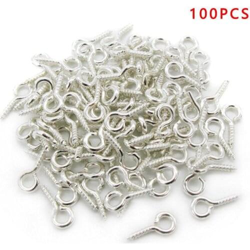 100pcs/bag Metal Screw Eyes Pin Findings for Clay Jewelry Resin Plastic Bead 10mm Screw Eyes for DIY jewelry Hanging Photos