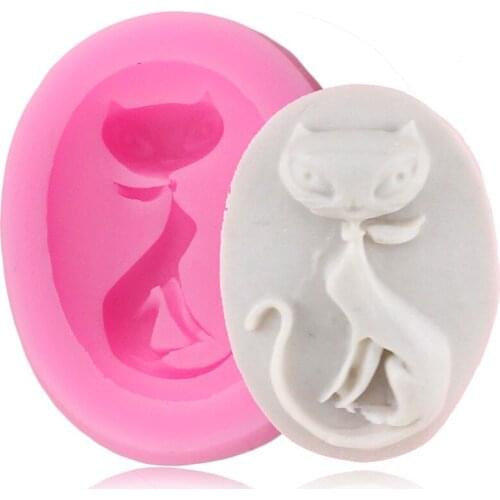 3D Cute Cat Silicone Mold Baby Birthday Cupcake Topper Fondant Molds Cake Decorating Tools Candy Chocolate Gumpaste Resin Moulds