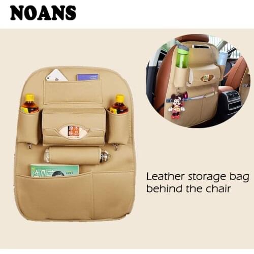 NOANS 1pcs Car Back Rear Chair Back Multi-function Leather Storage Bag For BMW E36 F30 F10 E30 X5 Ssangyong Volvo XC90 V70 XC60