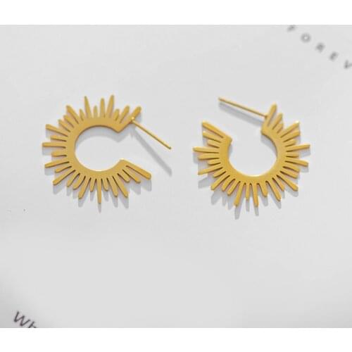 Stainless Steel Earrings Fashion 2021 Jewelry Geometric Pendant Earrings stud earrings For Women Gold Half Circle Spiked