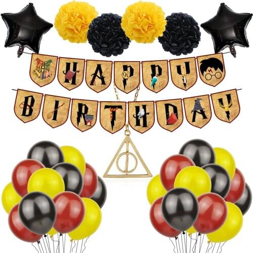 Happy Birthday Harried Tie Glasses Banner Flag Decoration Hanging paper Potters Ballon Theme party Set Children Birthday Gift