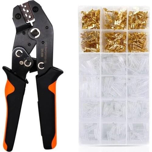 2.8/4.8/6.3mm plug wire crimped crimping hand tool Connector Electrical Wire Spade Connectors Insulated Sleeves Kit SN-48B