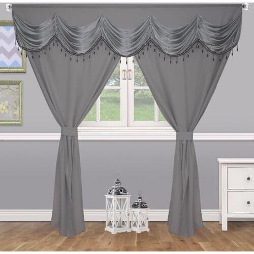 Pure Color European Window Curtain Bed room Tassels Beads Europe Court Curtain Design for Liveing Window