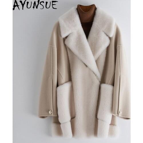 AYUNSUE Real Fur Coat Female 100% Wool Woman Jacket Autumn Winter Clothes Women High Quality Korean 2021 Mujeres Abrigos