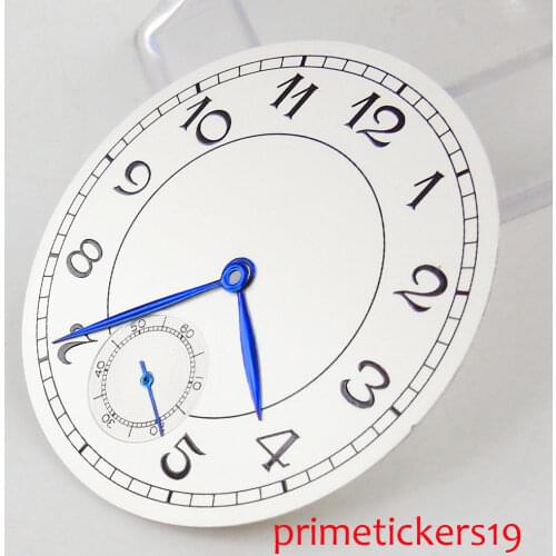 PARNIS 38.9mm white dial +blue hands black numbers fit for ETA 6498 Hand Winding Movement