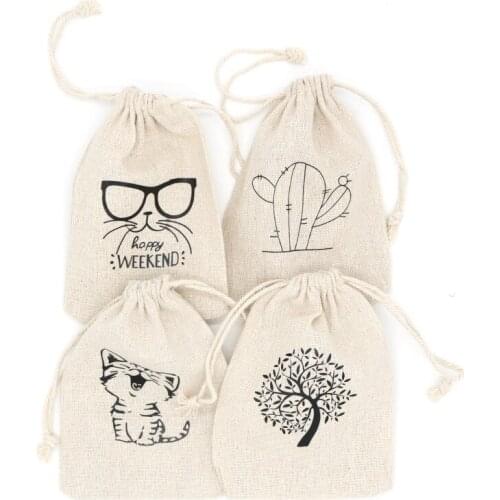500pcs/ Lot Custom Personalized Gift Pouch Cotton Drawstring Bag Natural Color Cotton Bag, Packaging Gift Bag, Small Cloth Bag