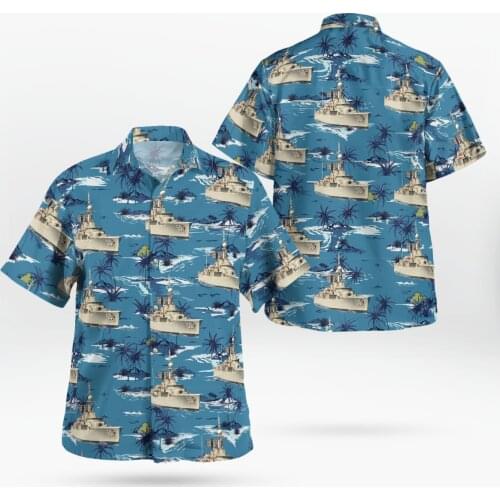 Warship 3D Print Beach Hawaii 2021 Boys Summer Shirt Short Sleeve Shirt Streetwear Oversized Chemise Hombre Blusa Masculina-616