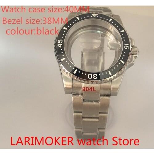 Suitable for NH35 NH36 Miyota8215 40mm sapphire glass 904L stainless steel case transparent back with rotating glass bezel black